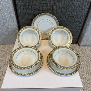 Haviland Limoges Ranson Gold Garland 7pc 4x 4.5" Bowls & 3x 5" Demitasse Saucers